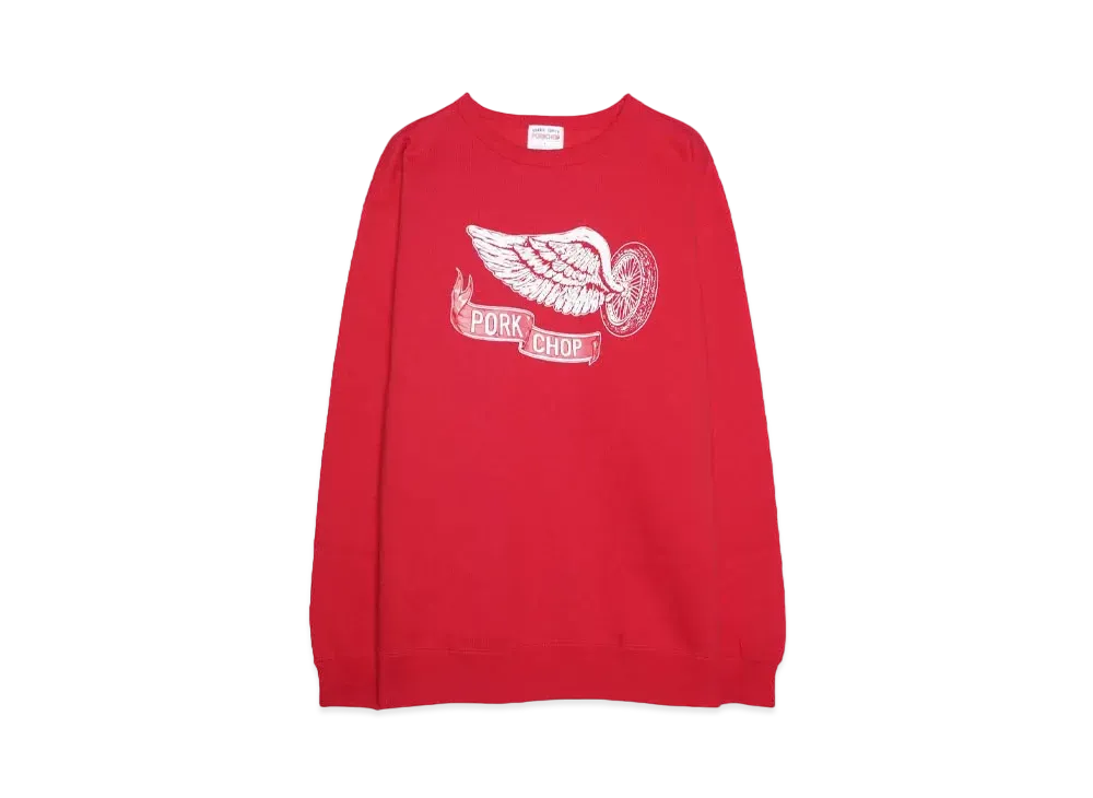 PORKCHOP x MASSES SWEAT CREW FLYING WEEL P "RED"