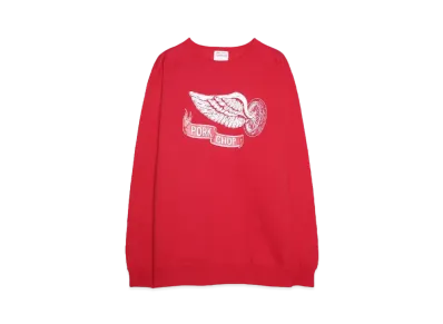 PORKCHOP x MASSES SWEAT CREW FLYING WEEL P "RED"