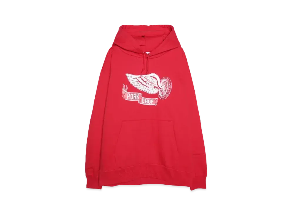 PORKCHOP x MASSES SWEAT HOODED FLYING WEEL P "RED"