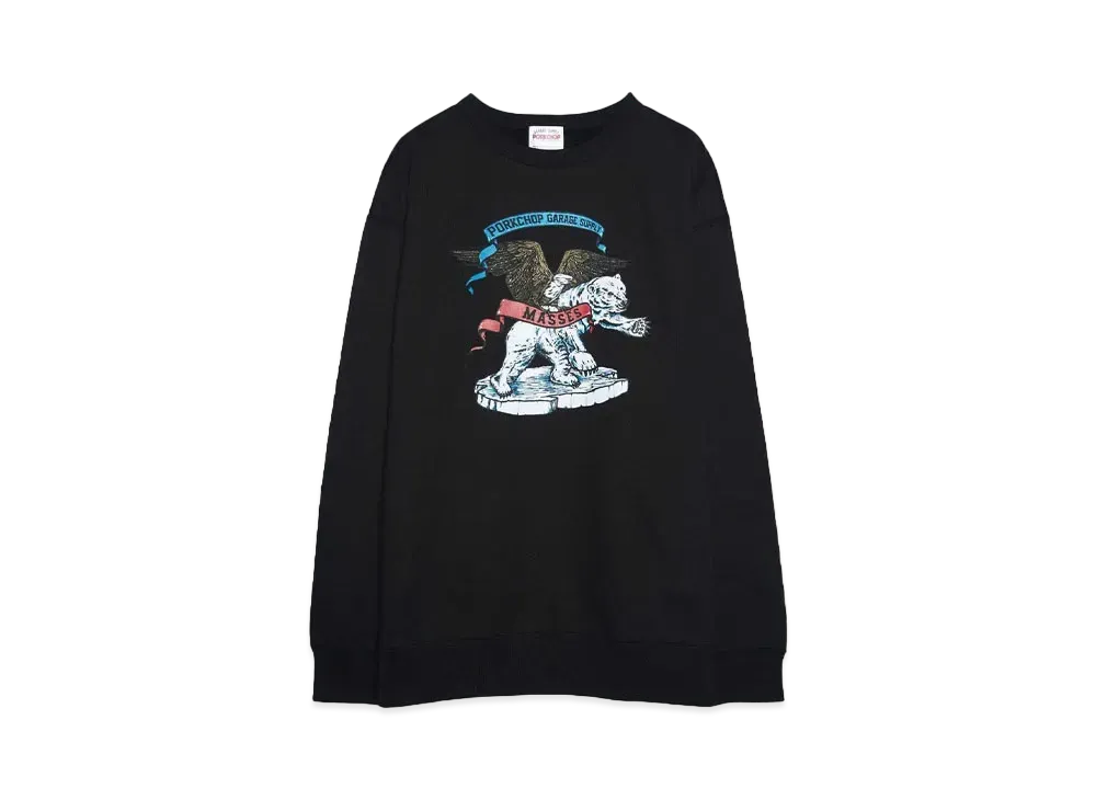PORKCHOP x MASSES SWEAT CREW POLAR BEAR P "BLACK"