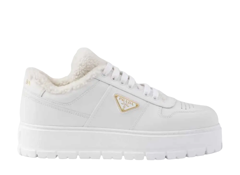PRADA Leather Laced Sneakers "White"