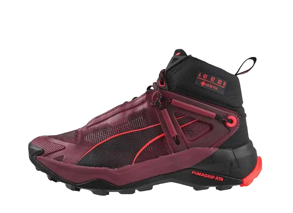 プーマ ウィメンズ シーズンズ エクスプロア ニトロ ミッド ゴアテックス "ダークジャスパー/プーマブラック/ファイヤーオーキッド"