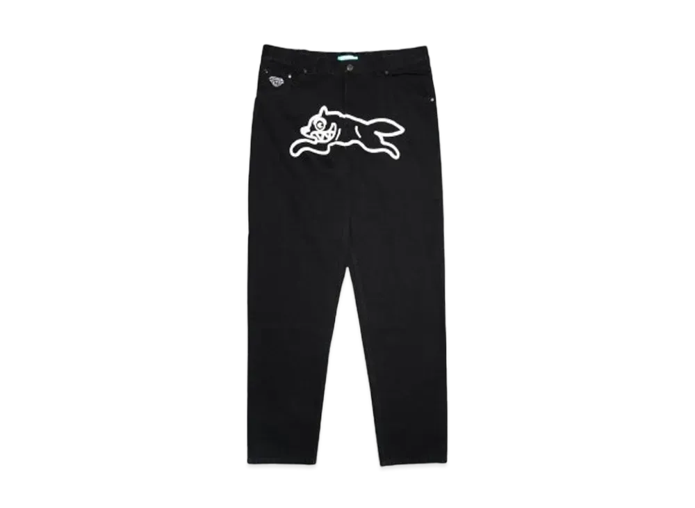 ICECREAM TAPERED BAGGY DENIM PANTS RUNNING DOG "BLACK"