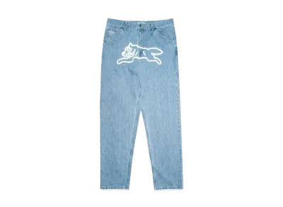 ICECREAM TAPERED BAGGY DENIM PANTS RUNNING DOG "BLUE"