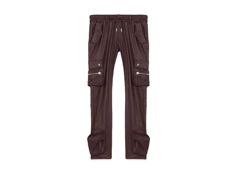 MLVINCE TYPE-4 SLIM STRETCH WAX CARGO PANTS "BROWN"