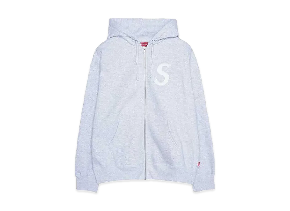 Supreme S Logo Zip Up Hooded Sweatshirt "Ash Grey"