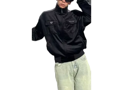 HTH velor track jacket "BLACK"