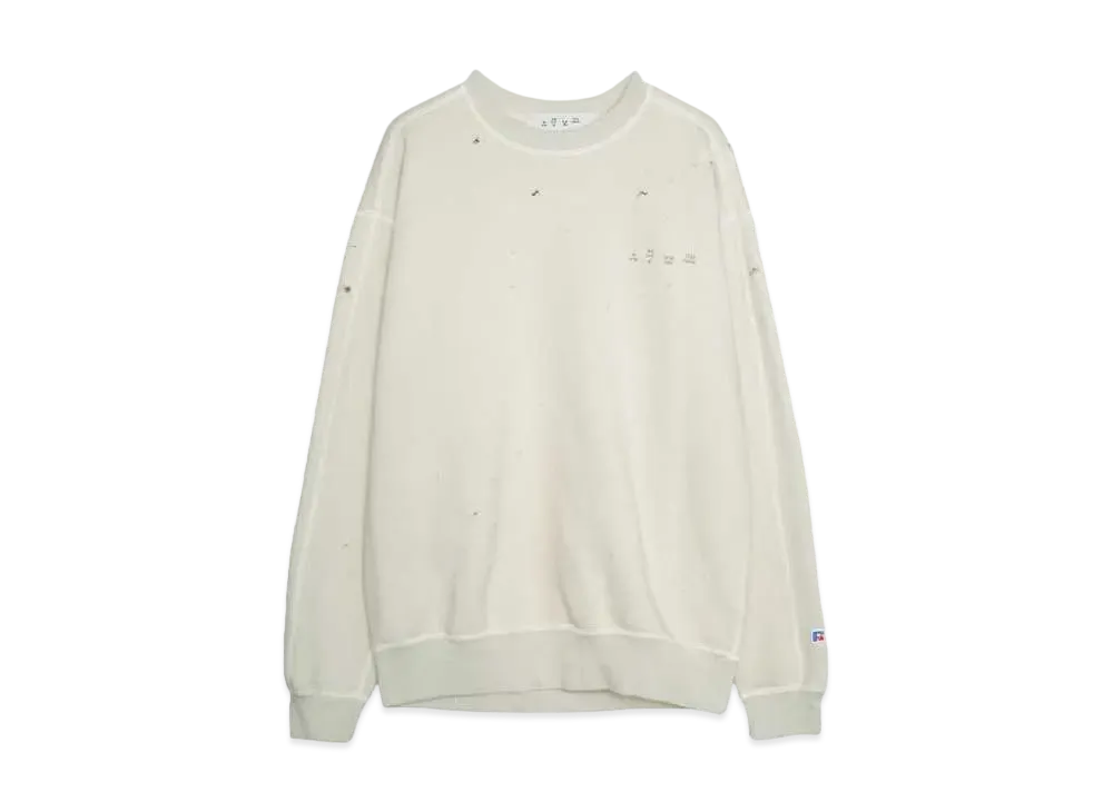 RUSSELL x Bal DISTRESSED ATHLETIC HEAVY COTTON CREW "SAND"