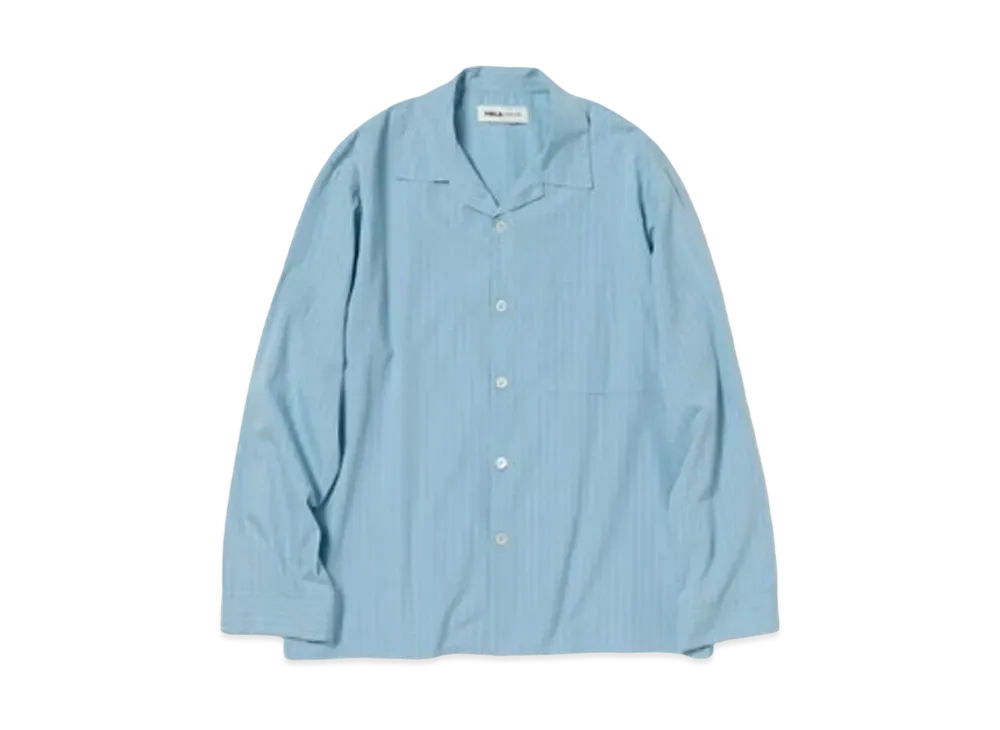 AURALEE x Tekla Cotton Poplin Pyjamas Shirt "Mist Stripes"