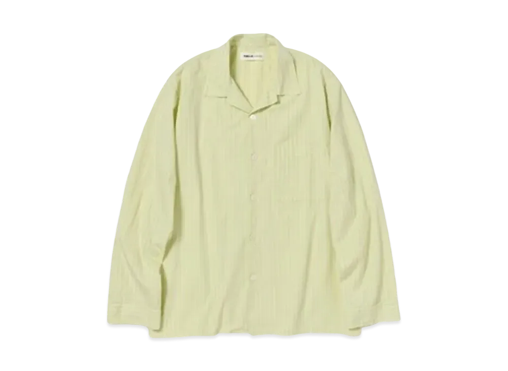 AURALEE x Tekla Cotton Poplin Pyjamas Shirt "Light Moss Stripes"