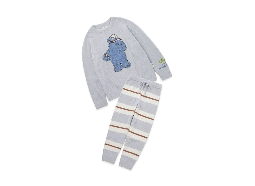 GELATO PIQUE x Sesame Street Motif Jacquard Pullover & Long Pants Set "Blue"