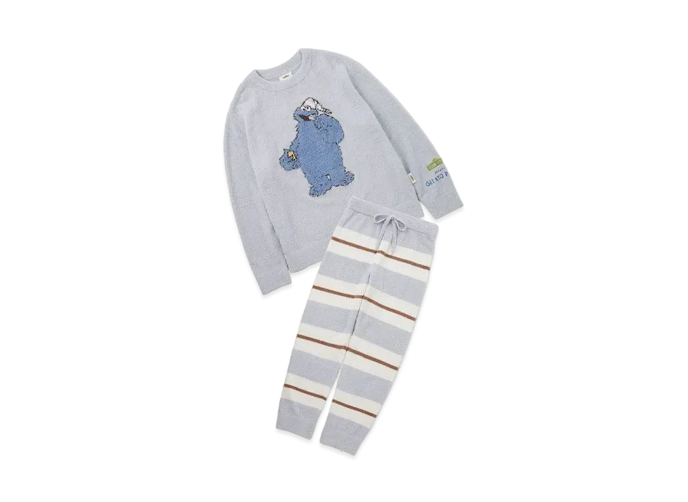 GELATO PIQUE x Sesame Street Motif Jacquard Pullover & Long Pants Set (Homme) "Blue"