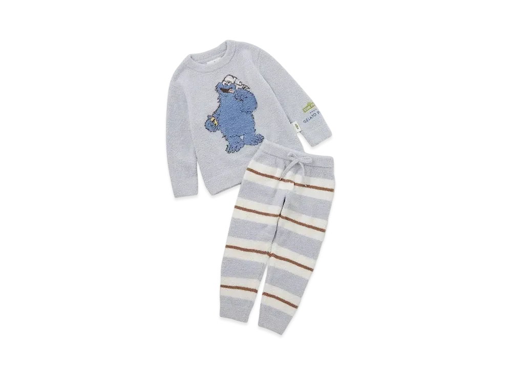 GELATO PIQUE x Sesame Street Motif Jacquard Pullover & Long Pants Set (Kids) "Blue"