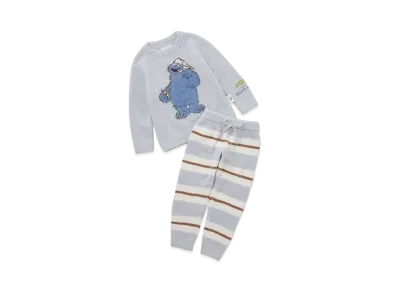 GELATO PIQUE x Sesame Street Motif Jacquard Pullover & Long Pants Set (Kids) "Blue"