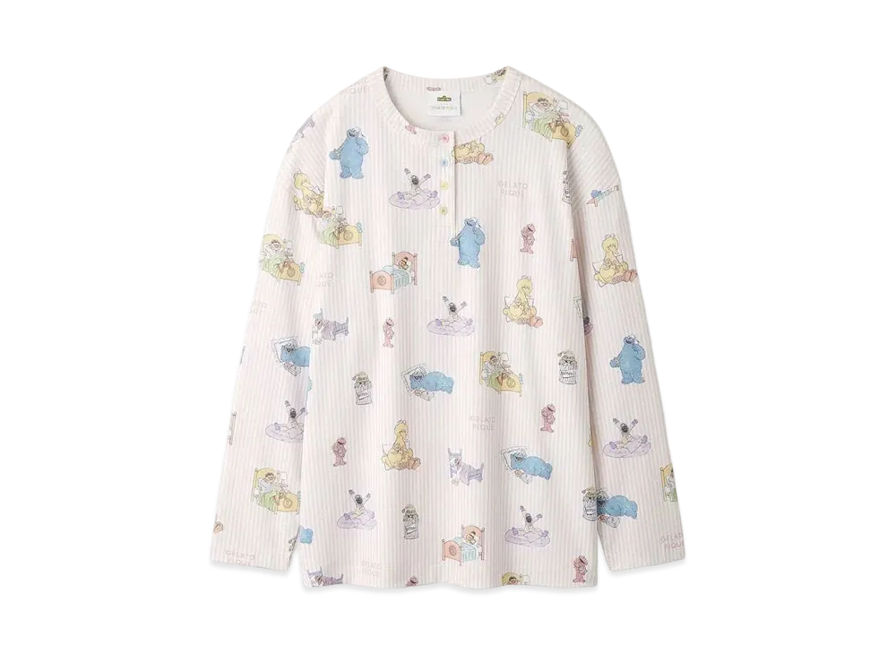 GELATO PIQUE x Sesame Street All-Over Pattern Pullover "Pink"