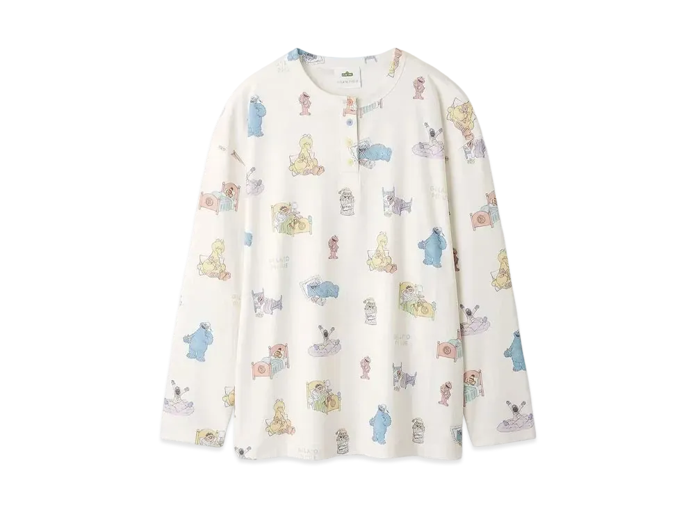 GELATO PIQUE x Sesame Street All-Over Pattern Pullover "Off White"