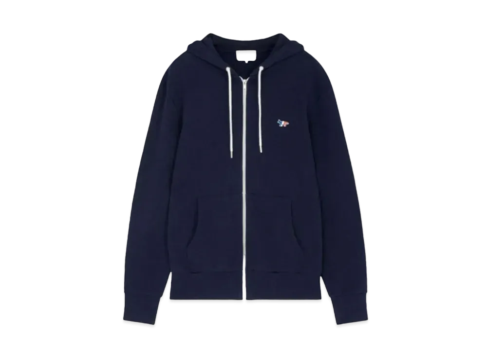Maison Kitsune Zip Hoodie Tricolor Fox Patch "Navy"