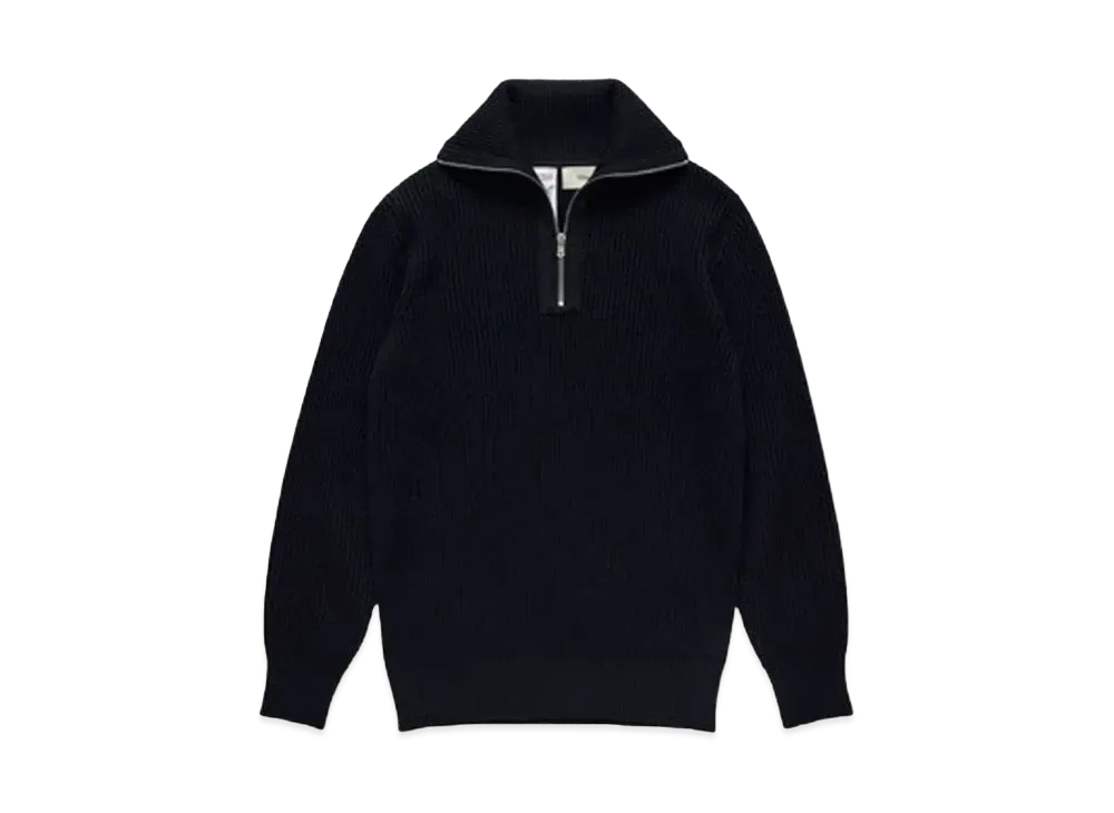 JJJJound S.N.S. Quarter Zip with Forearm Panels "Navy"