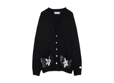 el conductorH SHAGGY KNIT CARDIGAN 'PENTAGRAM "BLACK"