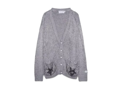 el conductorH SHAGGY KNIT CARDIGAN 'PENTAGRAM "GRAY"
