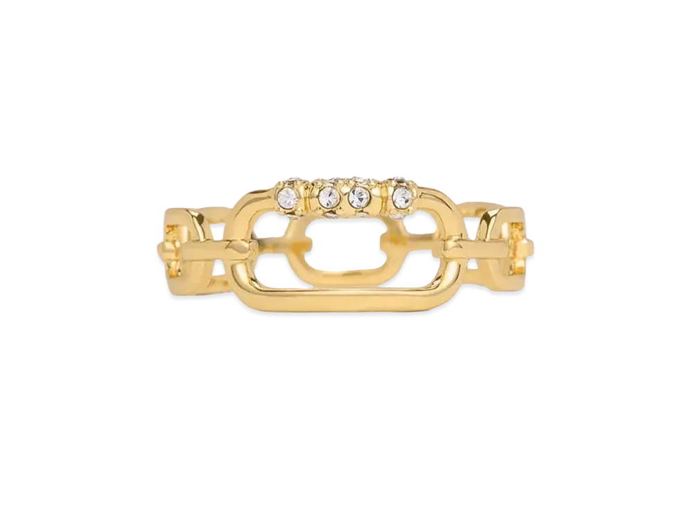 CHARLES & KEITH Regan Crystal Chain Link Ring "Gold"