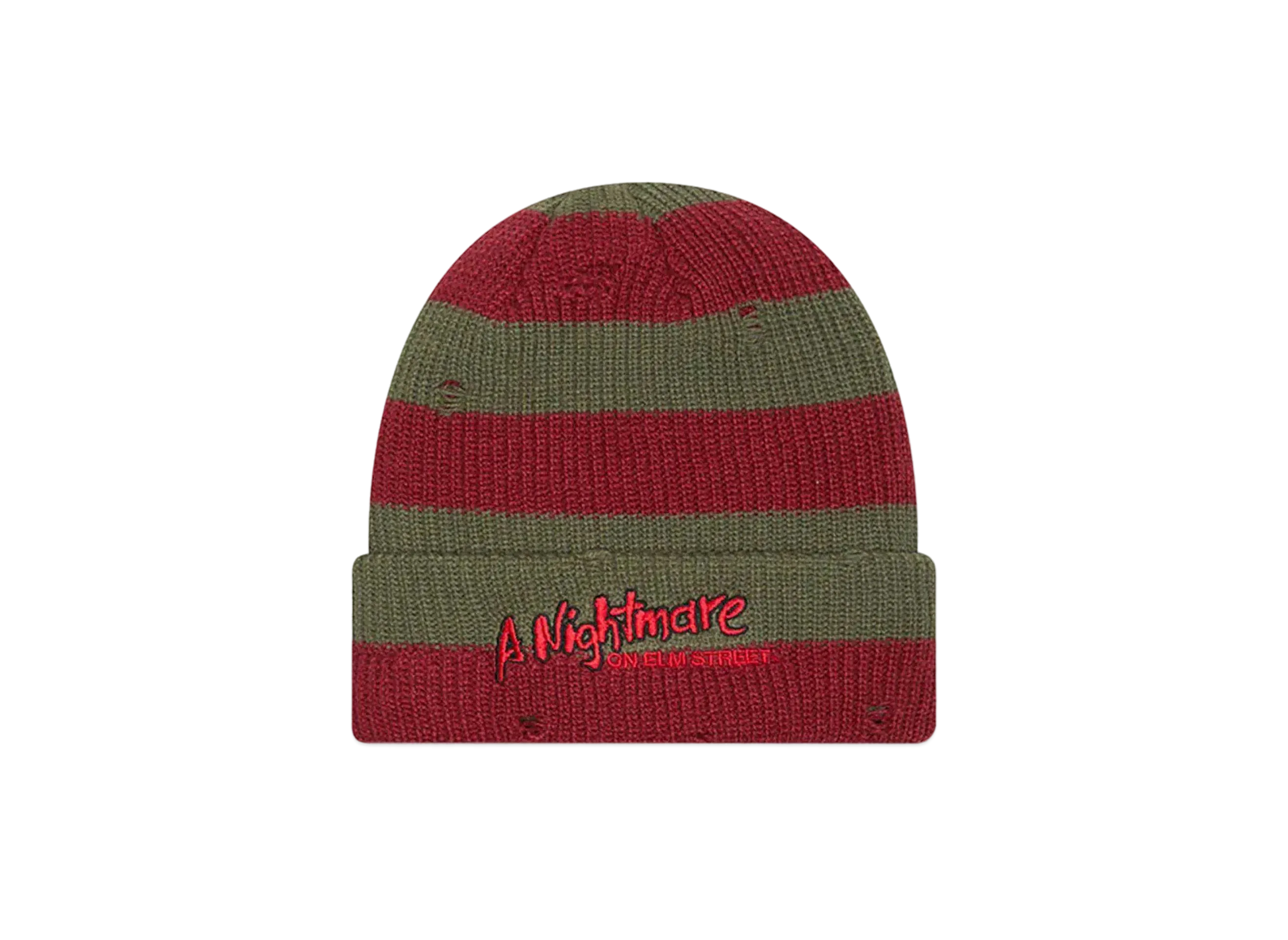 NEW ERA Border Cuff Knit Freddy vs. Jason "Olive/Red"