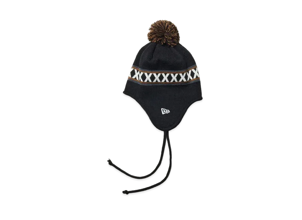 NEW ERA Pom Pom Knit Ear Flap Line "Black"