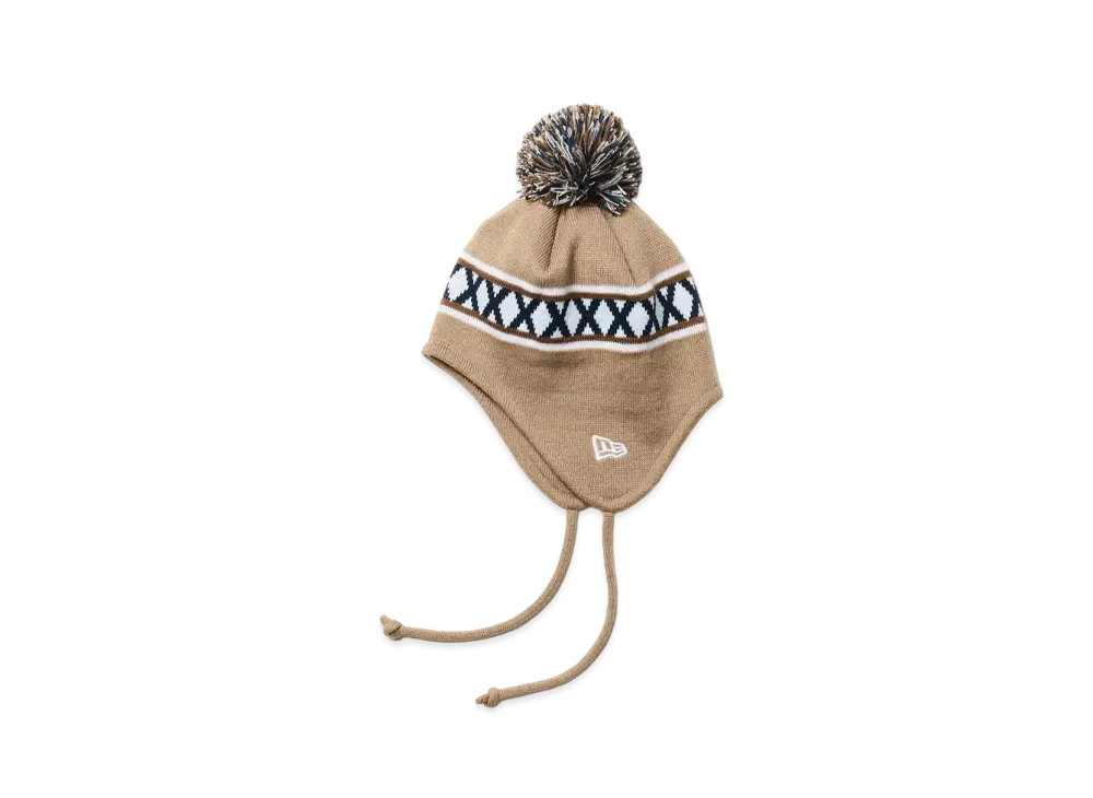 NEW ERA Kid's Pom Pom Knit Ear Flap "Beige/Off White"