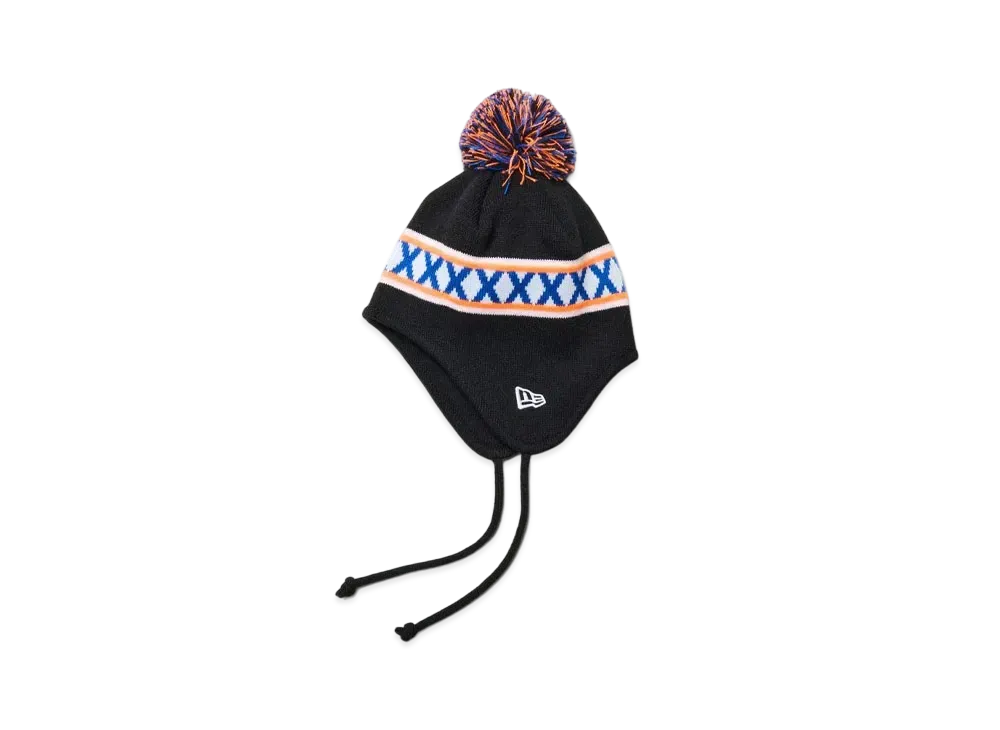 NEW ERA Kid's Pom Pom Knit Ear Flap "Black/Royal"