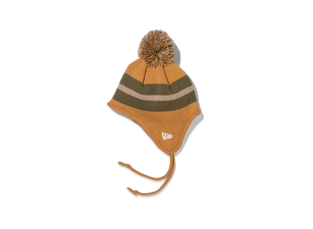 NEW ERA Kid's Pom Pom Knit Ear Flap "Brown/Olive Green"