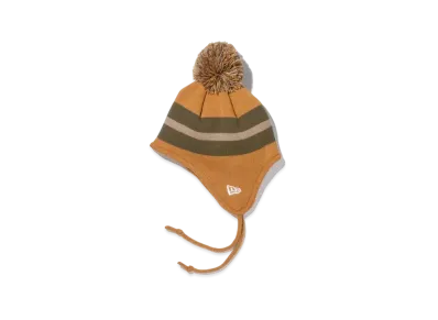 NEW ERA Kid's Pom Pom Knit Ear Flap "Brown/Olive Green"
