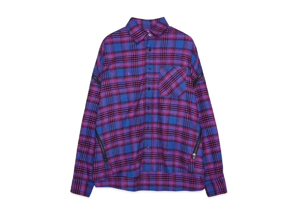 FACETASM ORIGINAL CHECK ZIPPER SHIRT "NAVY x PINK"
