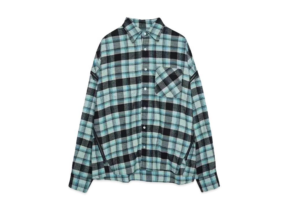 FACETASM ORIGINAL CHECK ZIPPER SHIRT "BLACK x BLUE"