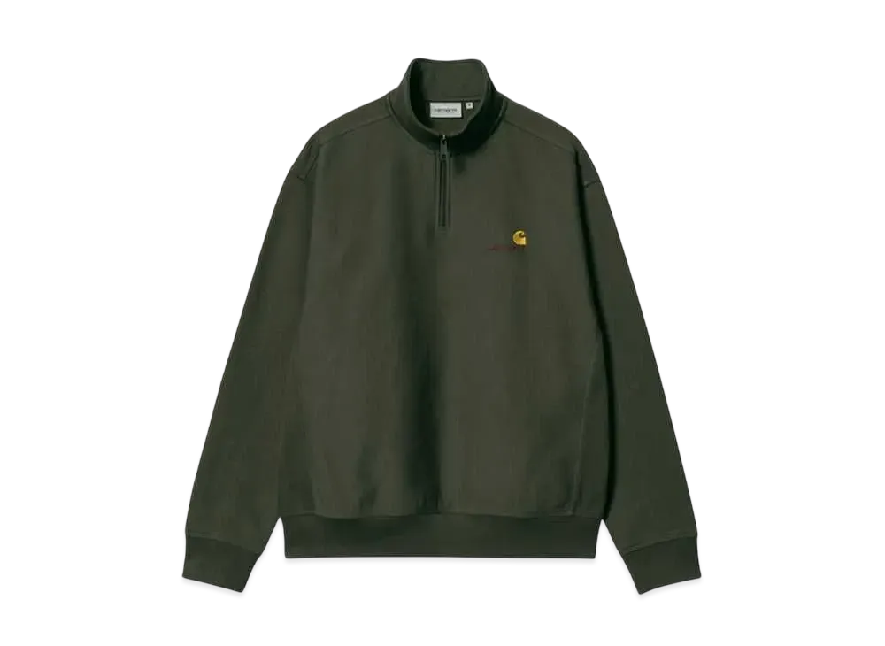 Carhartt Half Zip American Script Sweatshirt "Dark Olive"