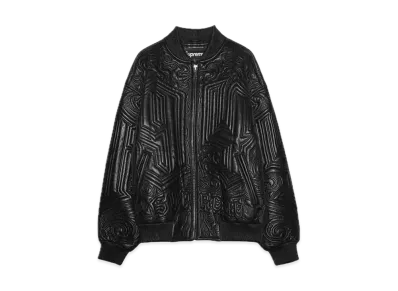 Supreme Mister Cartoon Embroidered Leather Jacket "Black"