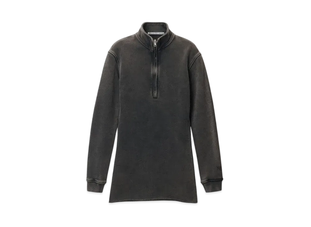 Alexander Wang Cotton Terry Quarter Zip Mini Dress "Washed Shadow"