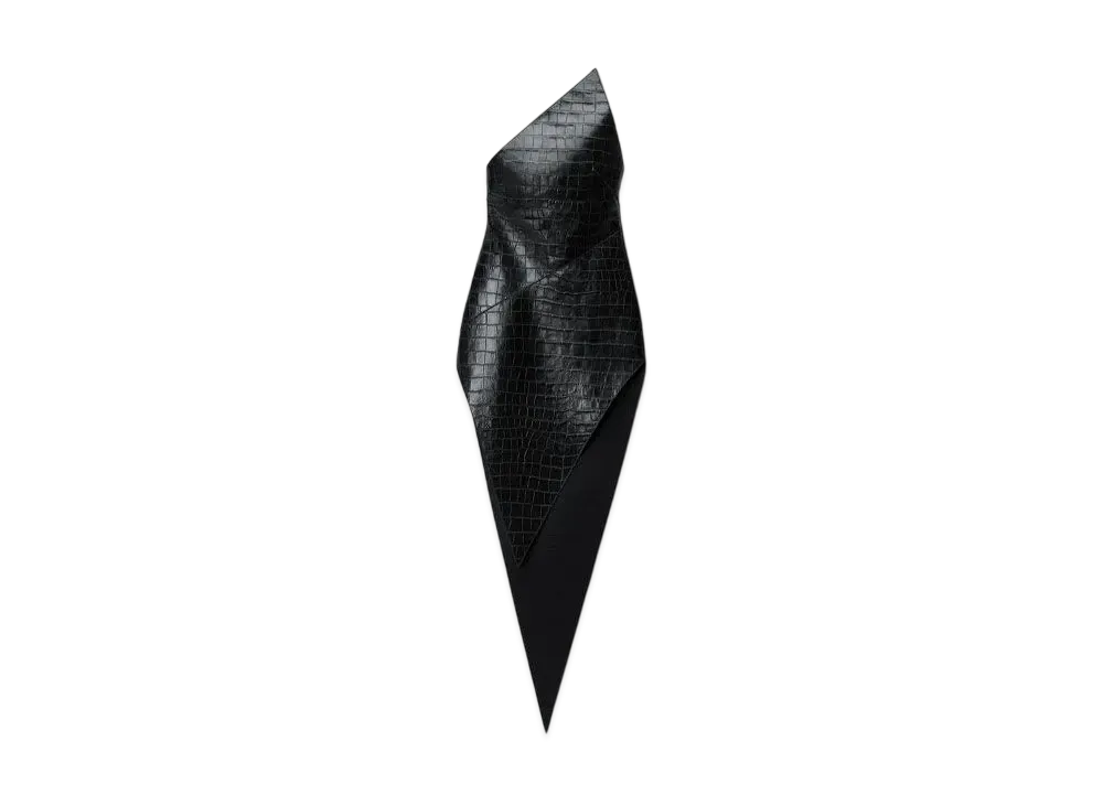 Alexander Wang Croc Embossed Leather Pointed Mini Dress "Black"