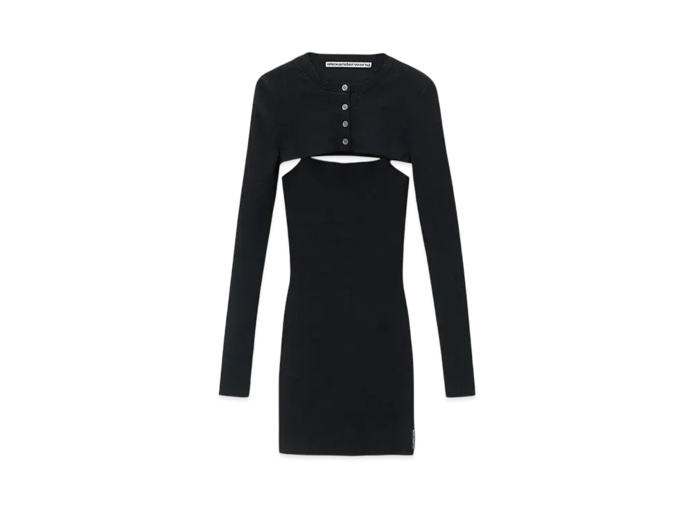 Alexander Wang Cropped Cardigan Twinset Dress "Black"