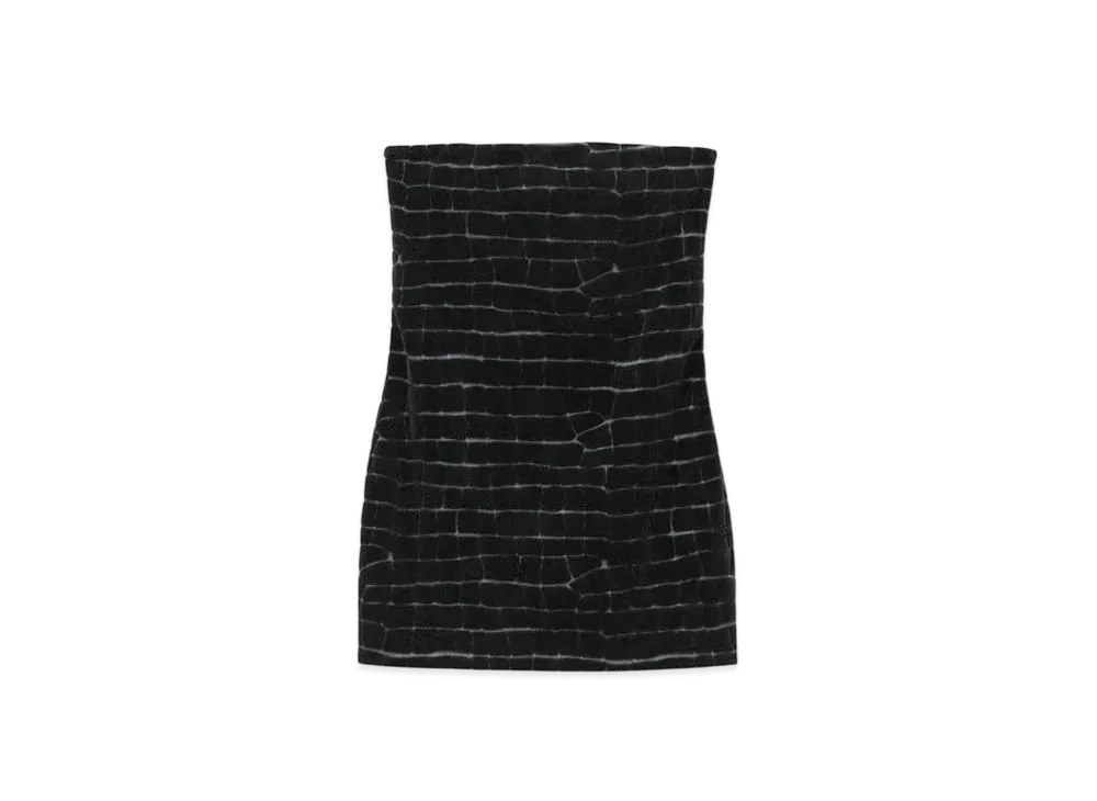 Alexander Wang Crocodile Jacquard Velour Bandeau Mini Dress "Black"