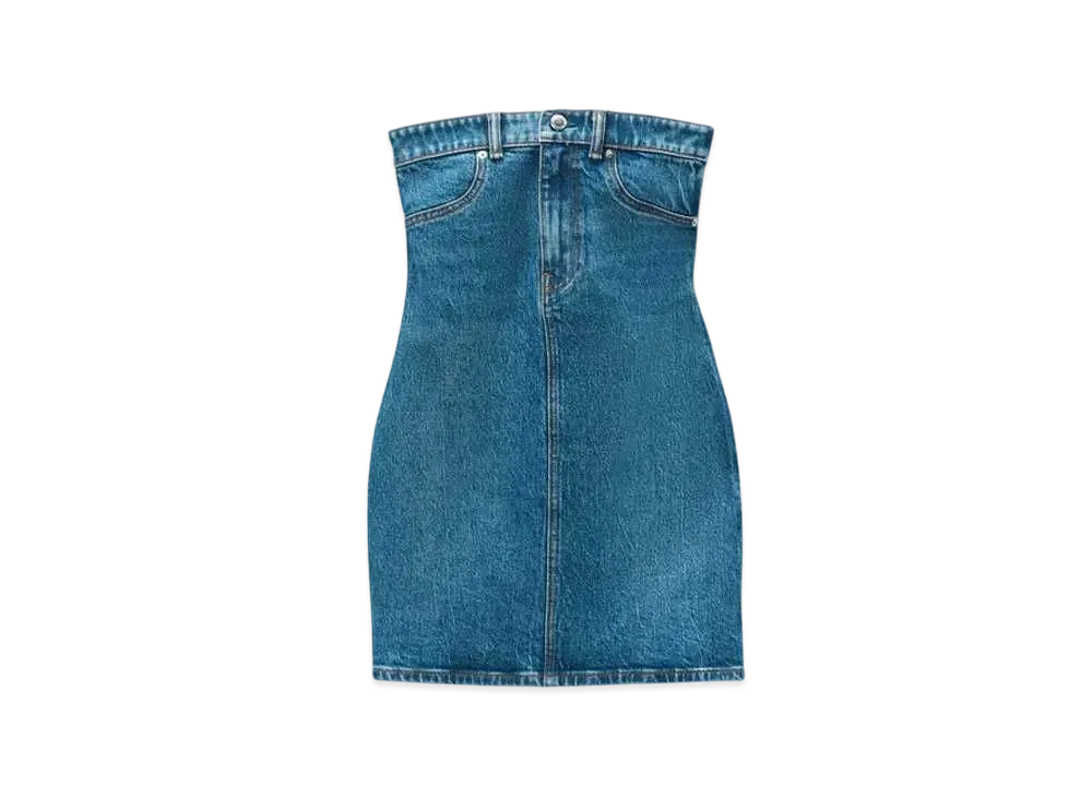 Alexander Wang Comfort Stretch Denim Tube Dress "Deep Blue"