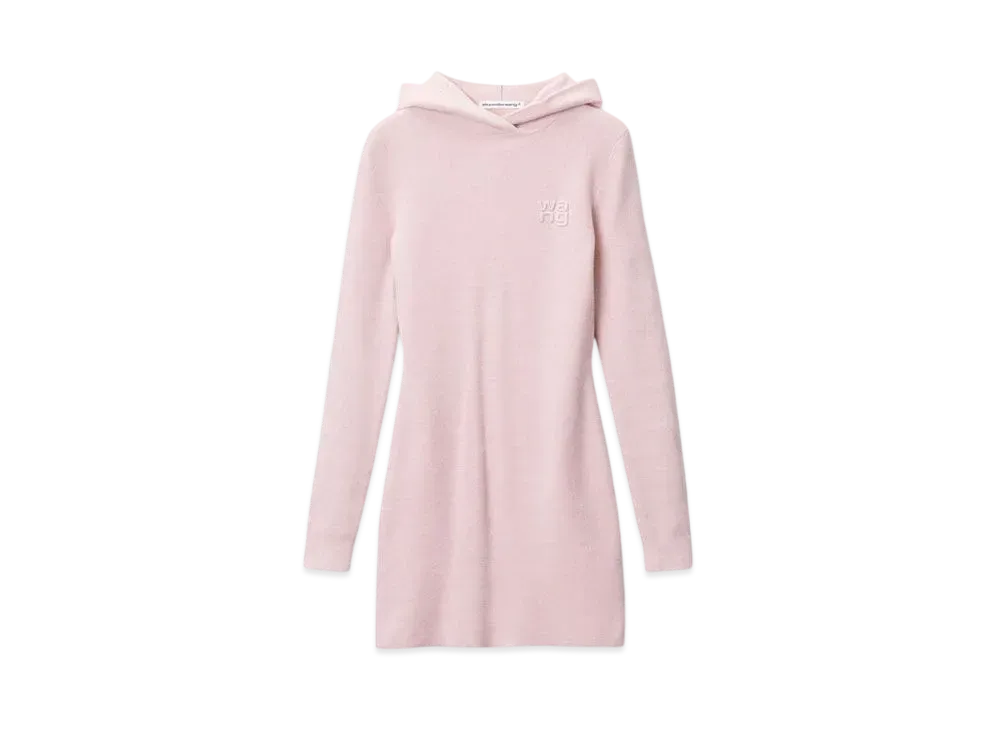 Alexander Wang Logo Embossed Hoodie Mini Dress "Light Pink"