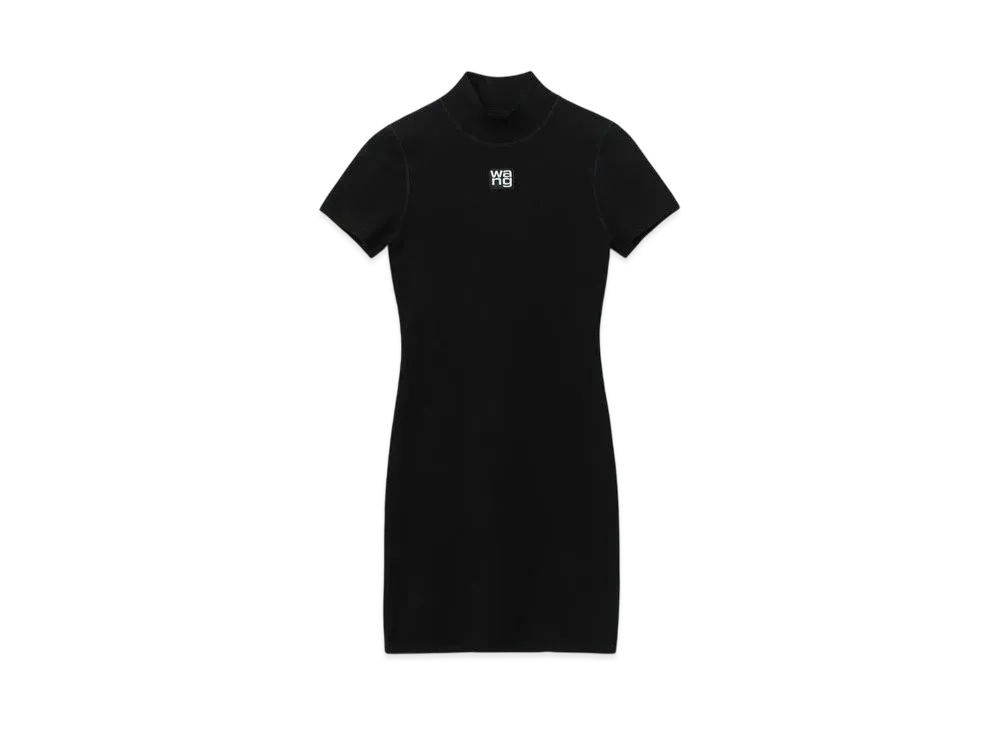 Alexander Wang Bodycon Knit Mockneck T-shirt Dress "Black"