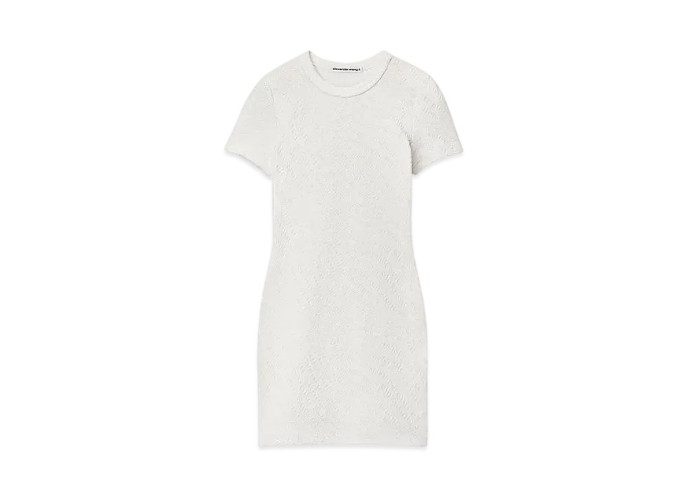Alexander Wang Logo Jacquard Stretch Short Sleeve Mini Dress "White"