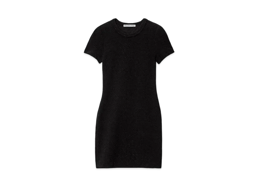 Alexander Wang Logo Jacquard Stretch Short Sleeve Mini Dress "Black"