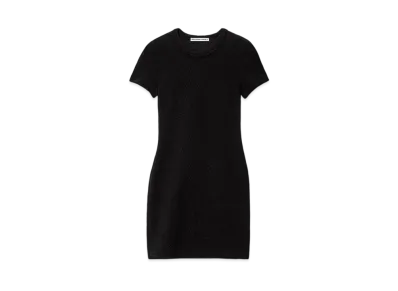 Alexander Wang Logo Jacquard Stretch Short Sleeve Mini Dress "Black"