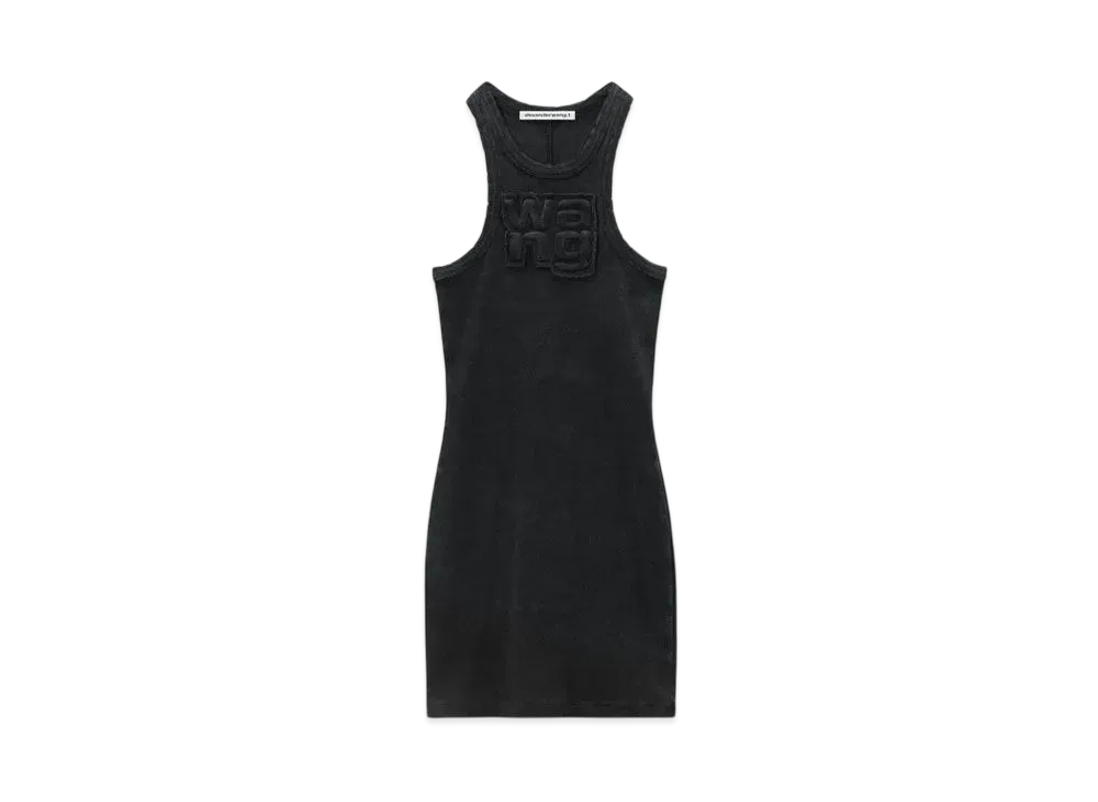 Alexander Wang Stretch Crepe Distressed Mini Dress "Black"