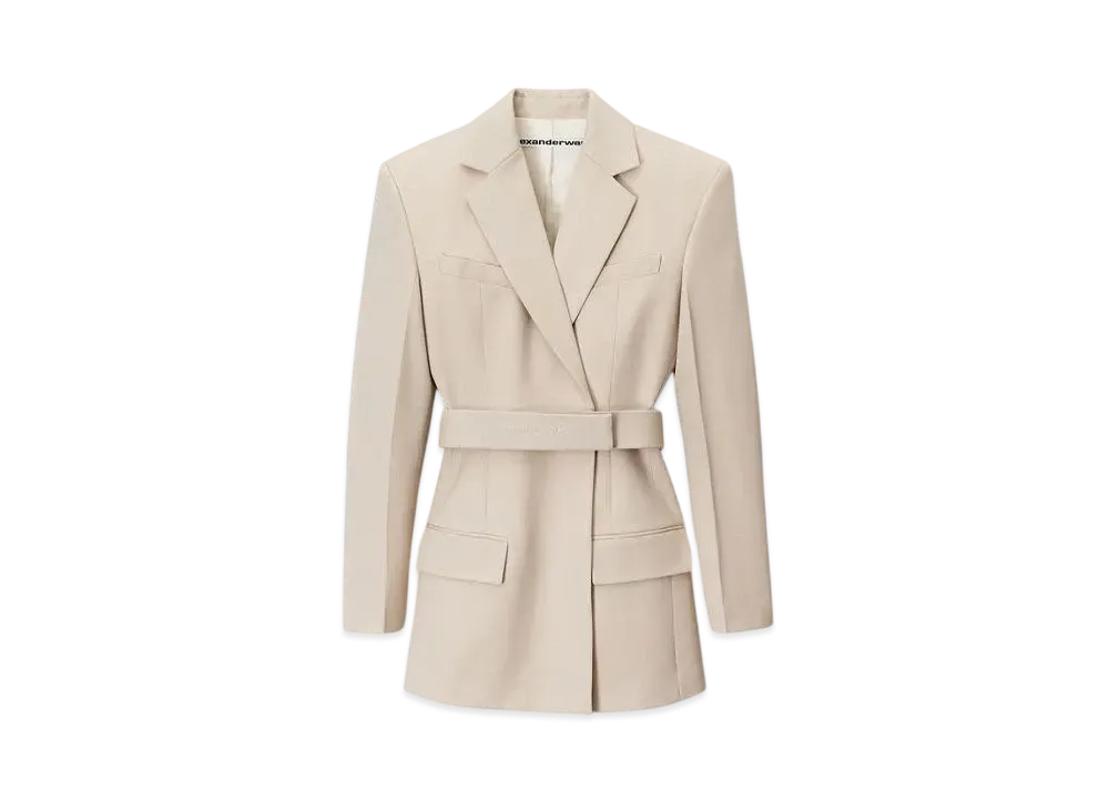 Alexander Wang Wool Tailoring Belted Blazer Dress "Feather"