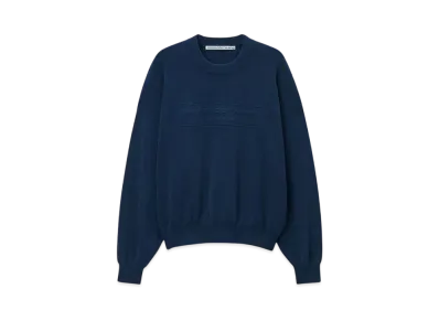 Alexander Wang Logo Embossed Soft Chenille Ribbed Pullover "Navy"