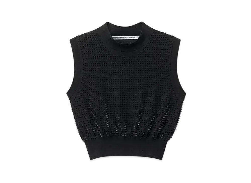 Alexander Wang Custom 3D Molded Spike Cropped Tank Top "Black"