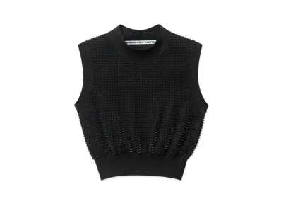 Alexander Wang Custom 3D Molded Spike Cropped Tank Top "Black"